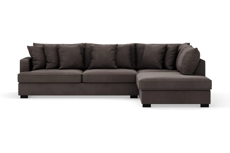 Rossita 4-istuttava Oikeakätinen L-muotoinen Syvä Leponurkkasohva Vakosametti - Tummanharmaa - Huonekalut - Sohva - Divaanisohva