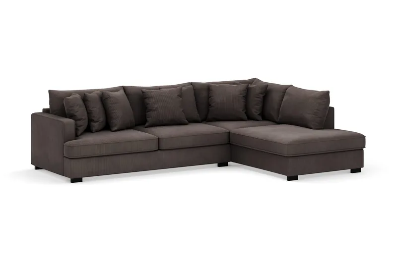 Rossita 4-istuttava Oikeakätinen L-muotoinen Syvä Leponurkkasohva Vakosametti - Tummanharmaa - Huonekalut - Sohva - Divaanisohva