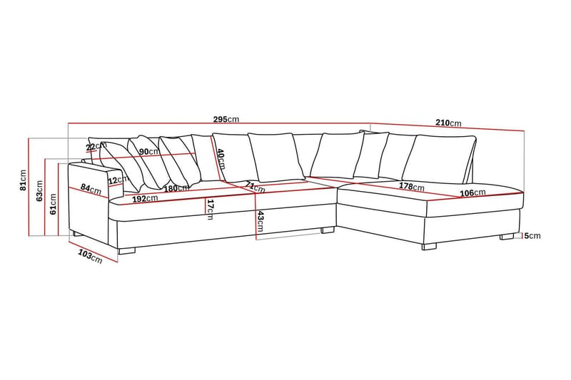 Rossita 4-istuttava Oikeakätinen L-muotoinen Syvä Leponurkkasohva Yhdellä Istuintyynyllä Chenillestä - Beige - Huonekalut - Sohva - Divaanisohva