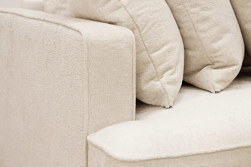 Rossita 4-istuttava Oikeakätinen L-muotoinen Syvä Leponurkkasohva Yhdellä Istuintyynyllä Chenillestä - Beige - Huonekalut - Sohva - Divaanisohva