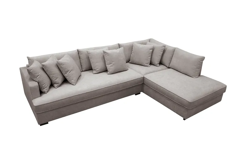 Rossita 4-istuttava Oikeakätinen L-muotoinen Syvä Leponurkkasohva Yhdellä Istuintyynyllä Chenillestä - Harmaa / Ruskea - Huonekalut - Sohva - Divaanisohva