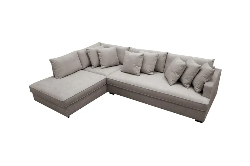 Rossita 4-istuttava Oikeakätinen L-muotoinen Syvä Leponurkkasohva Yhdellä Istuintyynyllä Chenillestä - Harmaa / Ruskea - Huonekalut - Sohva - Divaanisohva