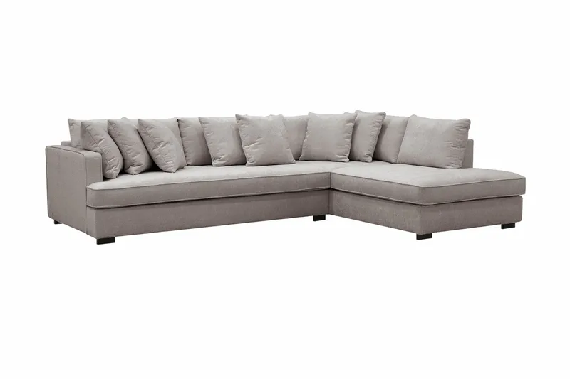 Rossita 4-istuttava Oikeakätinen L-muotoinen Syvä Leponurkkasohva Yhdellä Istuintyynyllä Chenillestä - Harmaa / Ruskea - Huonekalut - Sohva - Divaanisohva