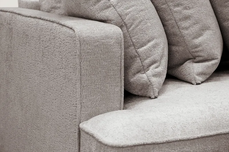 Rossita 4-istuttava Oikeakätinen L-muotoinen Syvä Leponurkkasohva Yhdellä Istuintyynyllä Chenillestä - Harmaa / Ruskea - Huonekalut - Sohva - Divaanisohva