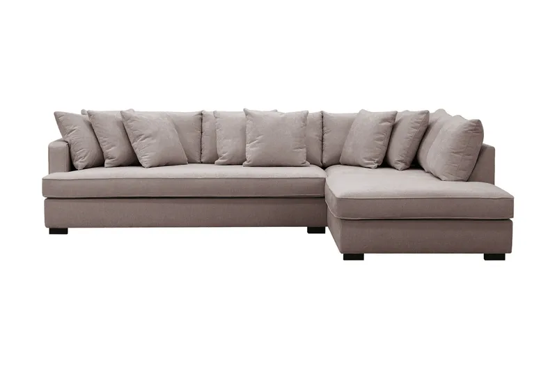 Rossita 4-istuttava Oikeakätinen L-muotoinen Syvä Leponurkkasohva Yhdellä Istuintyynyllä Chenillestä - Harmaa / Ruskea - Huonekalut - Sohva - Divaanisohva