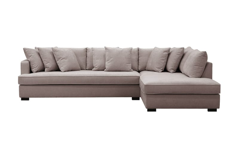 Rossita 4-istuttava Oikeakätinen L-muotoinen Syvä Leponurkkasohva Yhdellä Istuintyynyllä Chenillestä - Harmaa / Ruskea - Huonekalut - Sohva - Divaanisohva