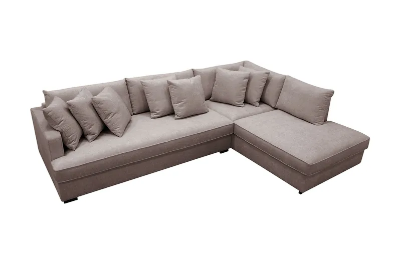 Rossita 4-istuttava Oikeakätinen L-muotoinen Syvä Leponurkkasohva Yhdellä Istuintyynyllä Chenillestä - Harmaa / Ruskea - Huonekalut - Sohva - Divaanisohva