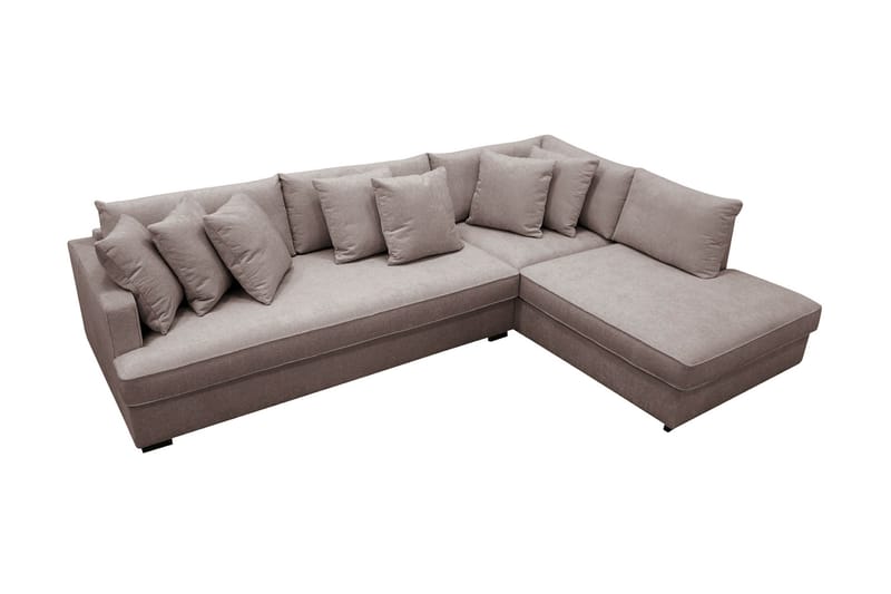 Rossita 4-istuttava Oikeakätinen L-muotoinen Syvä Leponurkkasohva Yhdellä Istuintyynyllä Chenillestä - Harmaa / Ruskea - Huonekalut - Sohva - Divaanisohva