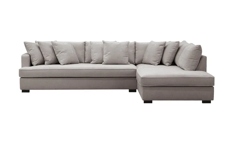 Rossita 4-istuttava Oikeakätinen L-muotoinen Syvä Leponurkkasohva Yhdellä Istuintyynyllä Chenillestä - Harmaa / Ruskea - Huonekalut - Sohva - Divaanisohva