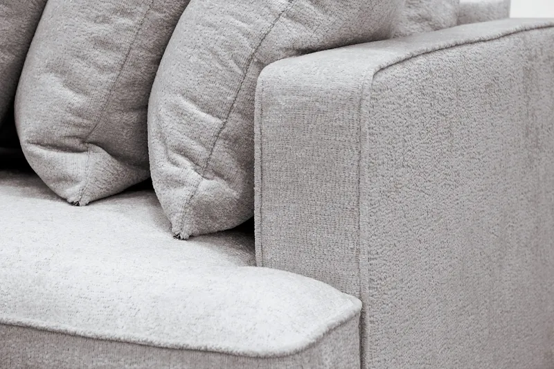 Rossita 4-istuttava Oikeakätinen L-muotoinen Syvä Leponurkkasohva Yhdellä Istuintyynyllä Chenillestä - Harmaa / Ruskea - Huonekalut - Sohva - Divaanisohva