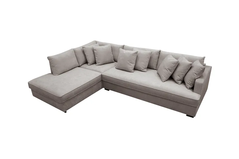 Rossita 4-istuttava Oikeakätinen L-muotoinen Syvä Leponurkkasohva Yhdellä Istuintyynyllä Chenillestä - Harmaa / Ruskea - Huonekalut - Sohva - Divaanisohva