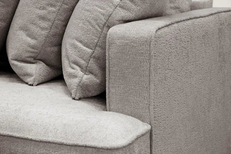 Rossita 4-istuttava Oikeakätinen L-muotoinen Syvä Leponurkkasohva Yhdellä Istuintyynyllä Chenillestä - Harmaa / Ruskea - Huonekalut - Sohva - Divaanisohva