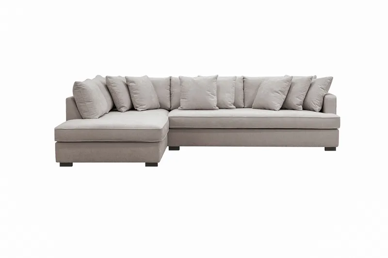 Rossita 4-istuttava Oikeakätinen L-muotoinen Syvä Leponurkkasohva Yhdellä Istuintyynyllä Chenillestä - Harmaa / Ruskea - Huonekalut - Sohva - Divaanisohva