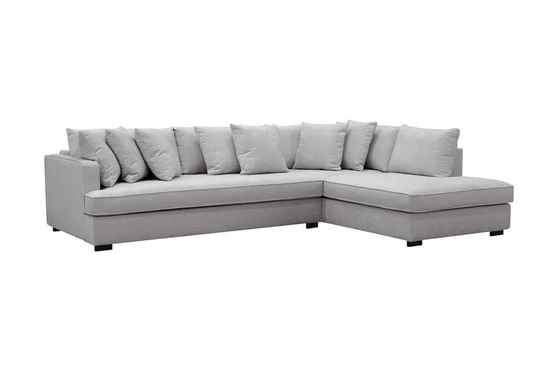 Rossita 4-istuttava Oikeakätinen L-muotoinen Syvä Leponurkkasohva Yhdellä Istuintyynyllä Chenillestä - Harmaa - Huonekalut - Sohva - Divaanisohva