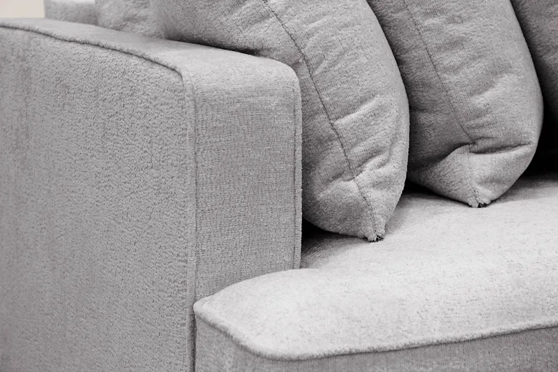 Rossita 4-istuttava Oikeakätinen L-muotoinen Syvä Leponurkkasohva Yhdellä Istuintyynyllä Chenillestä - Harmaa - Huonekalut - Sohva - Divaanisohva