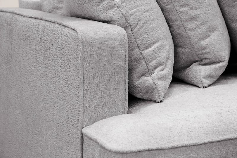 Rossita 4-istuttava Oikeakätinen L-muotoinen Syvä Leponurkkasohva Yhdellä Istuintyynyllä Chenillestä - Harmaa - Huonekalut - Sohva - Divaanisohva