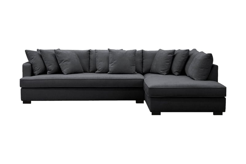 Rossita 4-istuttava Oikeakätinen L-muotoinen Syvä Leponurkkasohva Yhdellä Istuintyynyllä Chenillestä - Musta - Huonekalut - Sohva - Divaanisohva