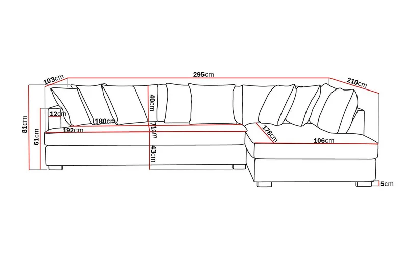 Rossita 4-istuttava Oikeakätinen L-muotoinen Syvä Leponurkkasohva Yhdellä Istuintyynyllä Kankaasta - Beige - Huonekalut - Sohva - Divaanisohva