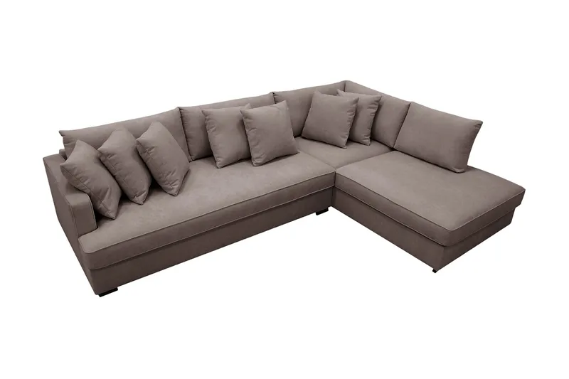 Rossita 4-istuttava Oikeakätinen L-muotoinen Syvä Leponurkkasohva Yhdellä Istuintyynyllä Kankaasta - Ruskea - Huonekalut - Sohva - Divaanisohva