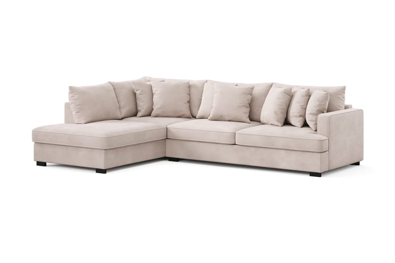 Rossita 4-istuttava Vasenkätinen L-muotoinen Syvä Leponurkkasohva Sametti - Beige - Huonekalut - Sohva - Divaanisohva