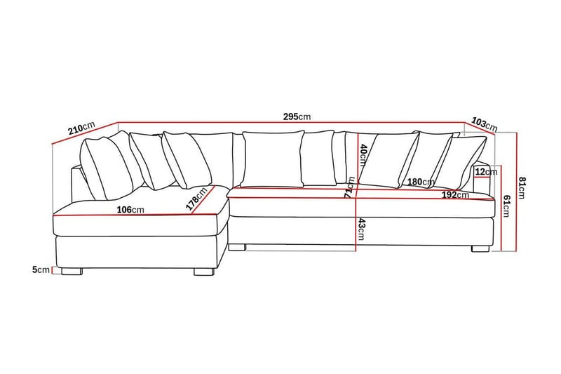 Rossita 4-istuttava Vasenkätinen L-muotoinen Syvä Leponurkkasohva Yhdellä Istuintyynyllä Bouclé-kankaasta - Beige - Huonekalut - Sohva - Divaanisohva