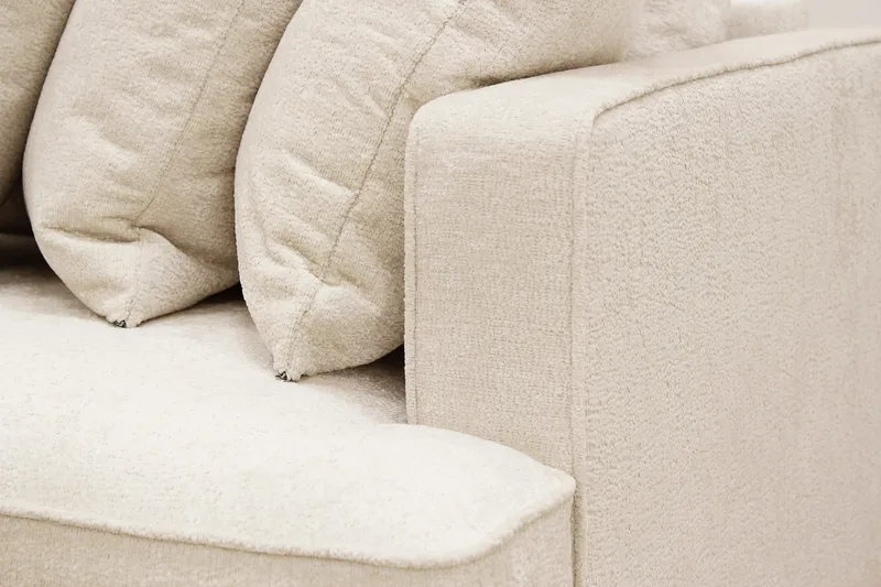 Rossita 4-istuttava Vasenkätinen L-muotoinen Syvä Leponurkkasohva Yhdellä Istuintyynyllä Chenillestä - Beige - Huonekalut - Sohva - Divaanisohva