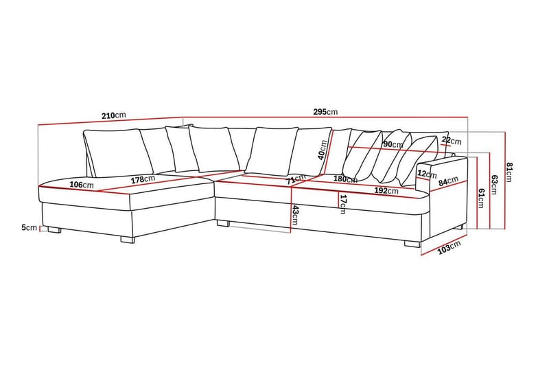 Rossita 4-istuttava Vasenkätinen L-muotoinen Syvä Leponurkkasohva Yhdellä Istuintyynyllä Chenillestä - Beige - Huonekalut - Sohva - Divaanisohva
