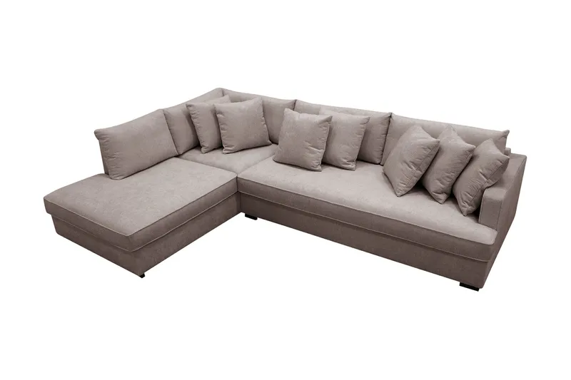 Rossita 4-istuttava Vasenkätinen L-muotoinen Syvä Leponurkkasohva Yhdellä Istuintyynyllä Chenillestä - Harmaa / Ruskea - Huonekalut - Sohva - Divaanisohva