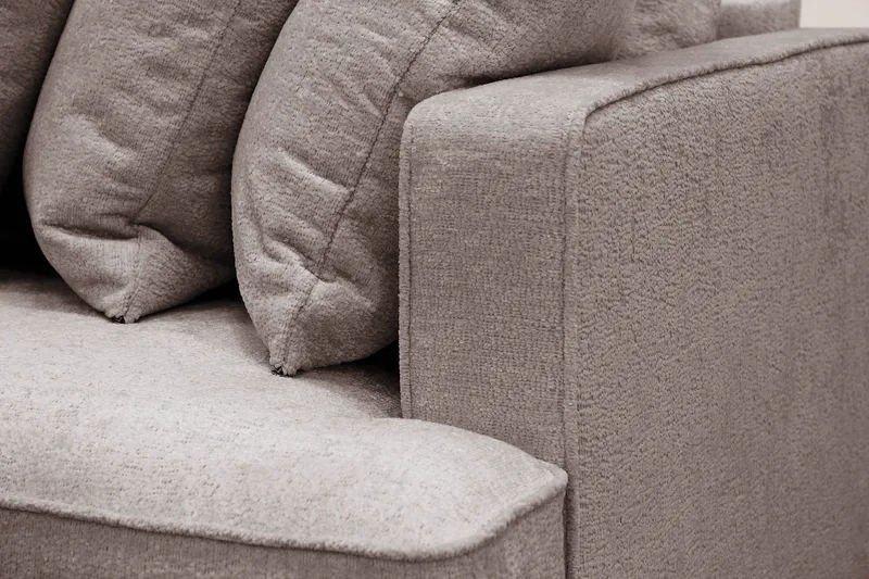 Rossita 4-istuttava Vasenkätinen L-muotoinen Syvä Leponurkkasohva Yhdellä Istuintyynyllä Chenillestä - Harmaa / Ruskea - Huonekalut - Sohva - Divaanisohva