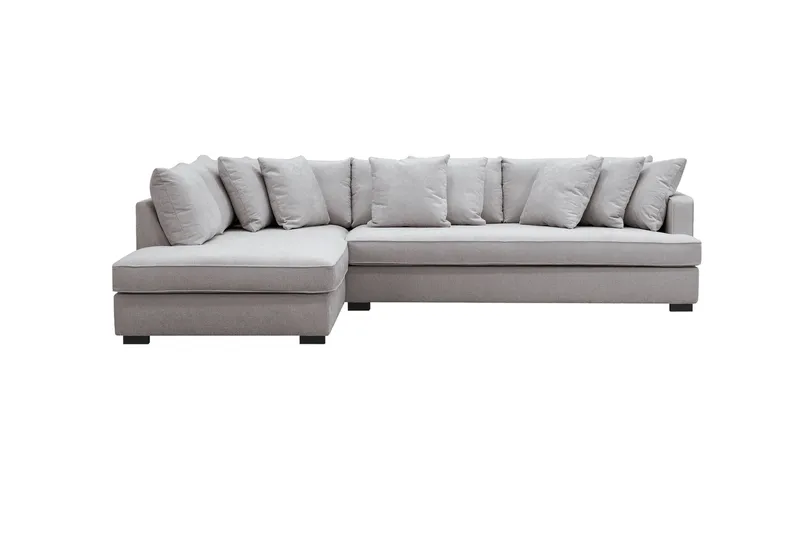 Rossita 4-istuttava Vasenkätinen L-muotoinen Syvä Leponurkkasohva Yhdellä Istuintyynyllä Chenillestä - Harmaa / Ruskea - Huonekalut - Sohva - Divaanisohva