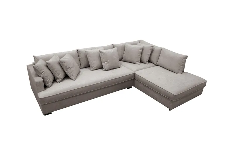 Rossita 4-istuttava Vasenkätinen L-muotoinen Syvä Leponurkkasohva Yhdellä Istuintyynyllä Chenillestä - Harmaa / Ruskea - Huonekalut - Sohva - Divaanisohva