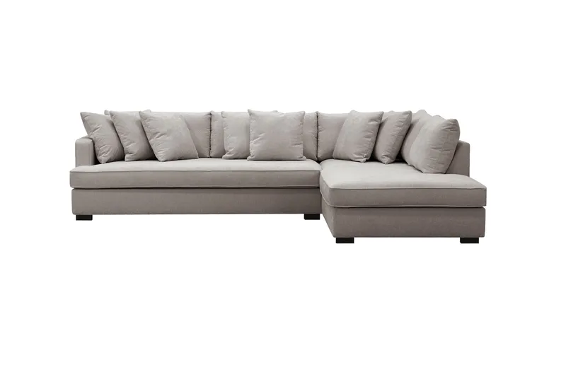 Rossita 4-istuttava Vasenkätinen L-muotoinen Syvä Leponurkkasohva Yhdellä Istuintyynyllä Chenillestä - Harmaa / Ruskea - Huonekalut - Sohva - Divaanisohva