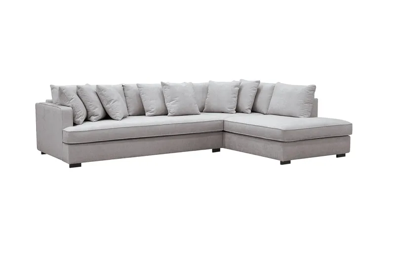 Rossita 4-istuttava Vasenkätinen L-muotoinen Syvä Leponurkkasohva Yhdellä Istuintyynyllä Chenillestä - Harmaa / Ruskea - Huonekalut - Sohva - Divaanisohva