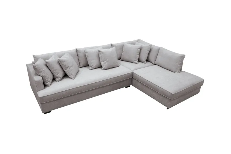 Rossita 4-istuttava Vasenkätinen L-muotoinen Syvä Leponurkkasohva Yhdellä Istuintyynyllä Chenillestä - Harmaa / Ruskea - Huonekalut - Sohva - Divaanisohva