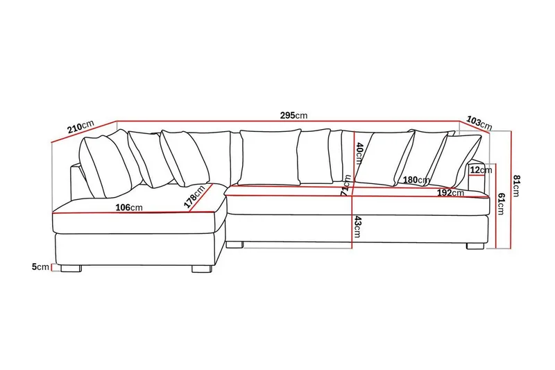 Rossita 4-istuttava Vasenkätinen L-muotoinen Syvä Leponurkkasohva Yhdellä Istuintyynyllä Chenillestä - Harmaa / Ruskea - Huonekalut - Sohva - Divaanisohva