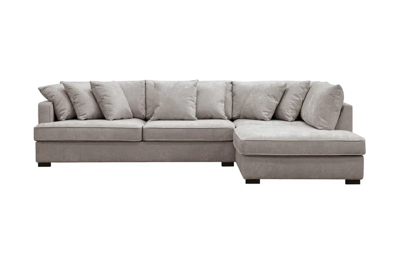 Rossita 4-istuttava Vasenkätinen L-muotoinen Syvä Leponurkkasohva Yhdellä Istuintyynyllä Chenillestä - Harmaa / Ruskea - Huonekalut - Sohva - Divaanisohva