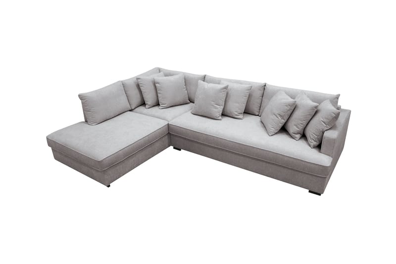 Rossita 4-istuttava Vasenkätinen L-muotoinen Syvä Leponurkkasohva Yhdellä Istuintyynyllä Chenillestä - Harmaa / Ruskea - Huonekalut - Sohva - Divaanisohva