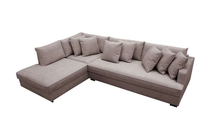 Rossita 4-istuttava Vasenkätinen L-muotoinen Syvä Leponurkkasohva Yhdellä Istuintyynyllä Chenillestä - Harmaa / Ruskea - Huonekalut - Sohva - Divaanisohva