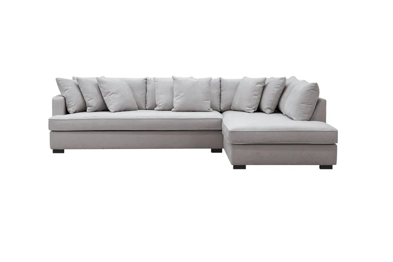 Rossita 4-istuttava Vasenkätinen L-muotoinen Syvä Leponurkkasohva Yhdellä Istuintyynyllä Chenillestä - Harmaa / Ruskea - Huonekalut - Sohva - Divaanisohva