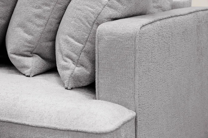 Rossita 4-istuttava Vasenkätinen L-muotoinen Syvä Leponurkkasohva Yhdellä Istuintyynyllä Chenillestä - Harmaa - Huonekalut - Sohva - Divaanisohva