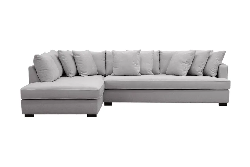 Rossita 4-istuttava Vasenkätinen L-muotoinen Syvä Leponurkkasohva Yhdellä Istuintyynyllä Chenillestä - Harmaa - Huonekalut - Sohva - Divaanisohva