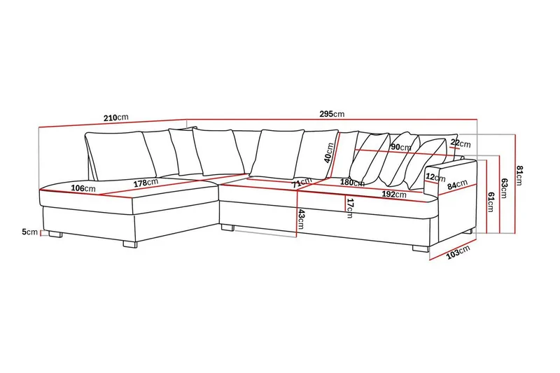 Rossita 4-istuttava Vasenkätinen L-muotoinen Syvä Leponurkkasohva Yhdellä Istuintyynyllä Chenillestä - Harmaa - Huonekalut - Sohva - Divaanisohva