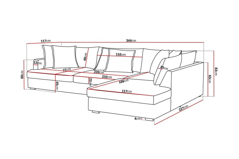 Rossita Lyx 4-istuttava Erittäin syvä Sohva divaanilla Oikea - Beige Chenille - Huonekalut - Sohva - Divaanisohva