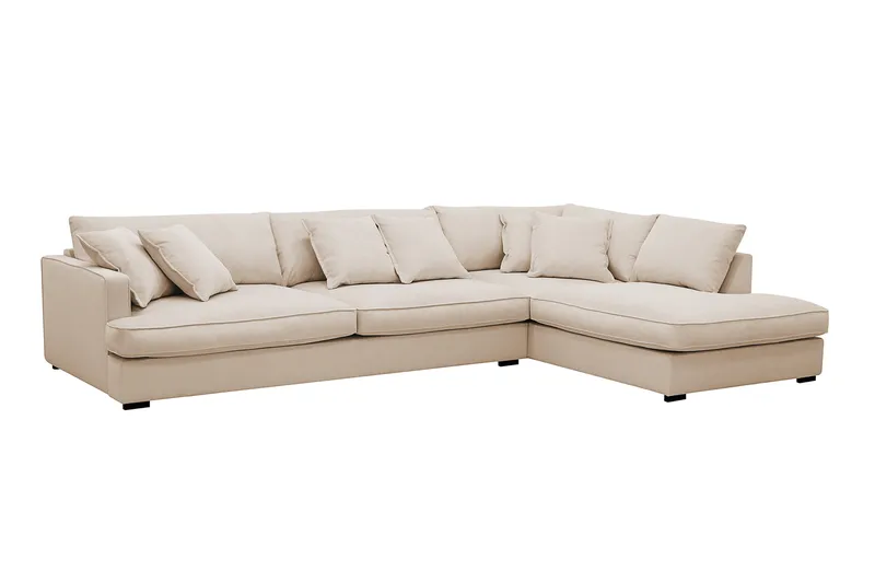 Rossita Lyx 4-istuttava Erittäin syvä Sohva divaanilla Oikea - Beige Vakosametti - Huonekalut - Sohva - Divaanisohva