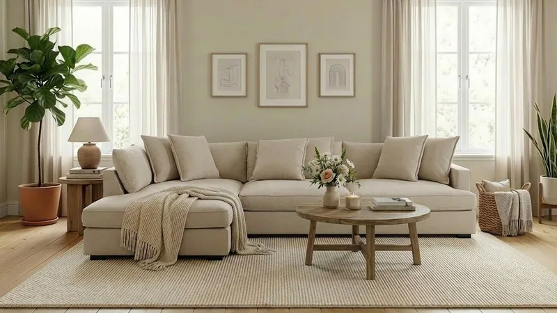 Rossita Lyx 4-istuttava Erittäin syvä Sohva divaanilla Vasen - Beige Kangas - Huonekalut - Sohva - Divaanisohva