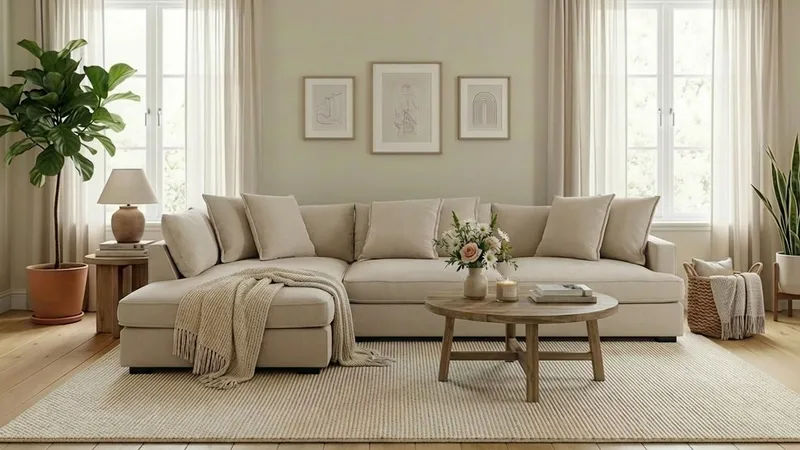 Rossita Lyx 4-istuttava Erittäin syvä Sohva divaanilla Vasen - Beige Kangas - Huonekalut - Sohva - Divaanisohva