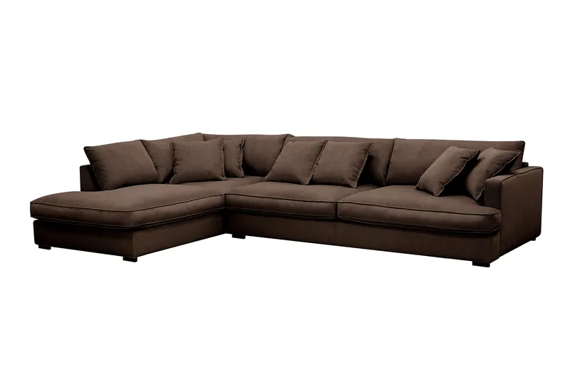 Rossita Lyx 4-istuttava Erittäin syvä Sohva divaanilla Vasen - Ruskea Vakosametti - Huonekalut - Sohva - Divaanisohva
