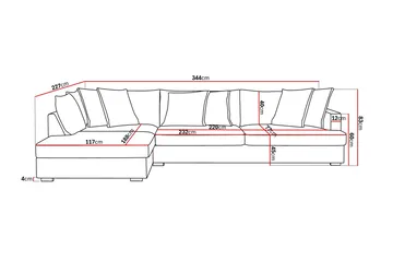 Rossita Lyx 4-istuttava Erittäin syvä Sohva divaanilla Vasen
