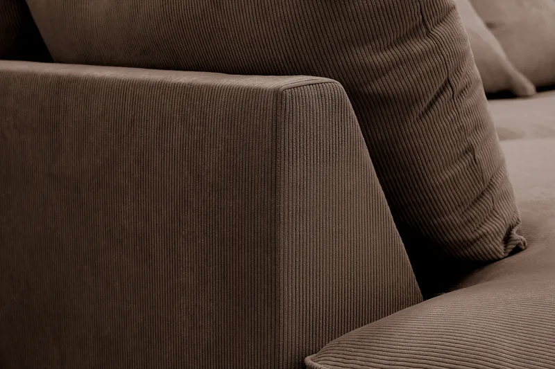 Rossita Lyx 4-istuttava Erittäin syvä Sohva divaanilla Vasen - Ruskea Vakosametti - Huonekalut - Sohva - Divaanisohva