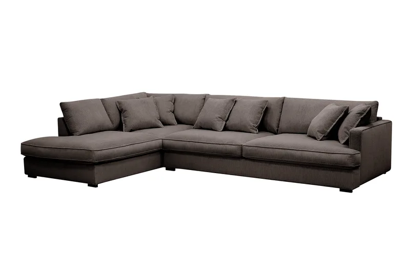 Rossita Lyx 4-istuttava Erittäin syvä Sohva divaanilla Vasen - Tummanharmaa Vakosametti - Huonekalut - Sohva - Divaanisohva